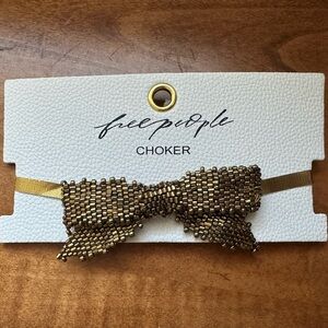 Free people Backstage Pass Beaded Bow Choker Necklace